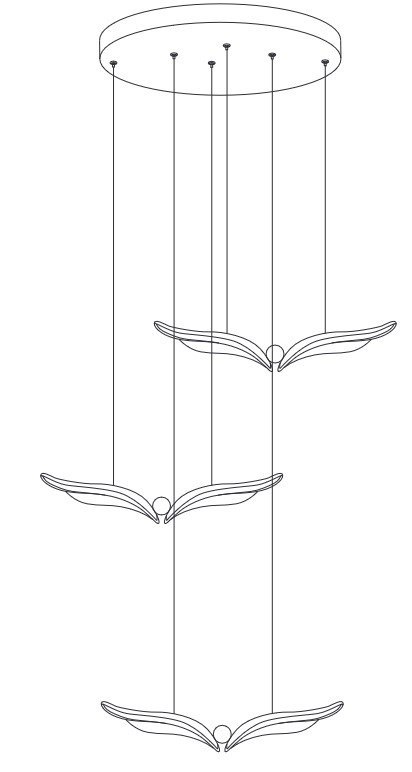 Lampa wisząca GUFO 3 LED różowe złoto 36 cm Lampa wisząca GUFO 3 LED różowe złoto 36 cm