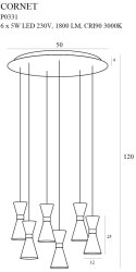 MAXLIGHT P0331 LAMPA WISZĄCA CORNET 6 LED