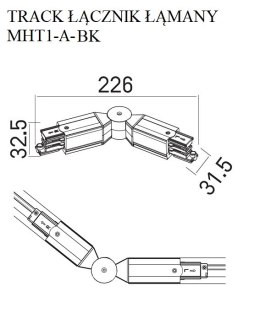 DOBAC MHT1-A-BK TRACK ŁĄCZNIK ŁAMANY czarny