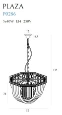 MAXLIGHT P0286 LAMPA WISZĄCA PLAZA ∅ 52 cm