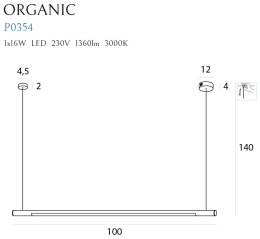 MAXLIGHT P0354 LAMPA WISZĄCA ORGANIC HORIZON 100CM CZARNA