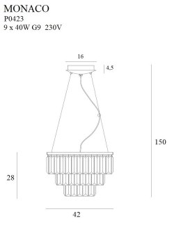 MAXLIGHT P0423 LAMPA WISZĄCA MONACO ZŁOTA Ø 42 cm