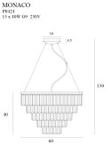 MAXLIGHT P0424 LAMPA WISZĄCA MONACO ZŁOTA Ø 60 cm