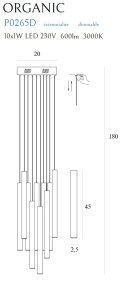 MAXLIGHT P0524D LAMPA WISZĄCA ORGANIC 10x ZŁOTO SZCZOTKOWANE MAŁA ŚCIEMNIA