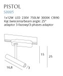 MAXLIGHT S0005 LAMPA DO SZYNOPRZEWODU PISTOL BIAŁY 12W LED