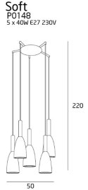 MAXLIGHT P0148 LAMPA WISZĄCA SOFT 5 CZARNA