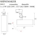 MAXLIGHT S0015 LAMPA DO SZYNOPRZEWODU SHINEMAKER BIAŁA- ŚCIEMNIALNA