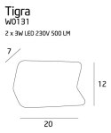 MAXLIGHT W0131 KINKIET TIGRA I BIAŁY, 2x3W